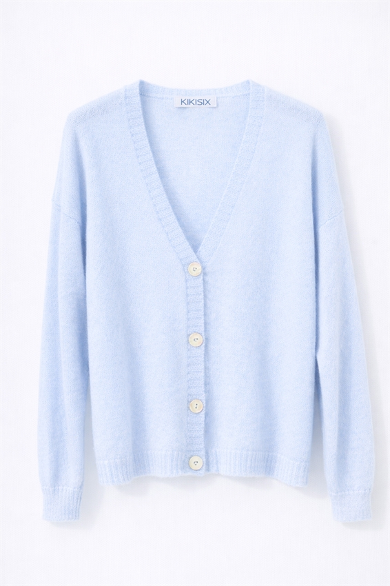 CARDIGAN SCOLLO V IN MISTO MOHAIR