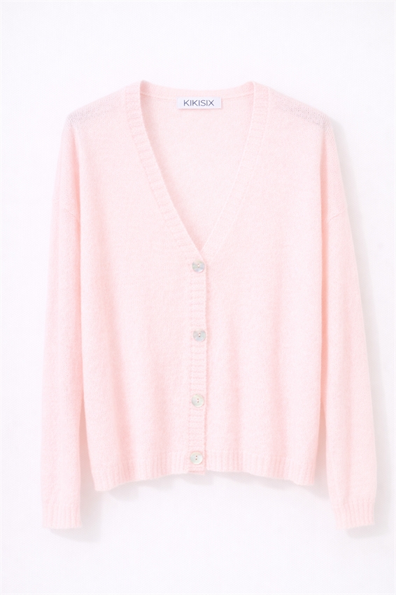 CARDIGAN SCOLLO V IN MISTO MOHAIR