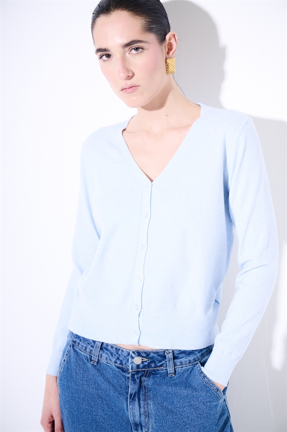 CARDIGAN IN VISCOSA BASIC CON SCOLLO V