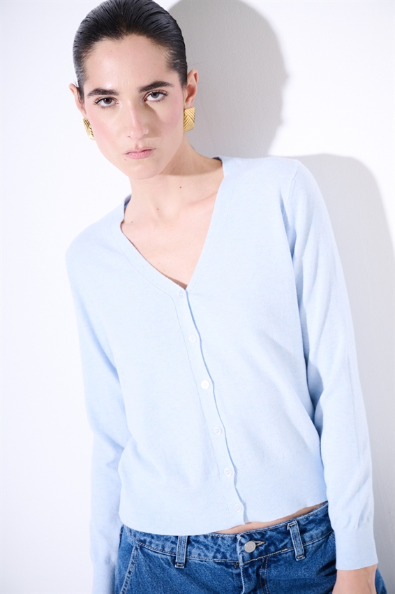 CARDIGAN IN VISCOSA BASIC CON SCOLLO V