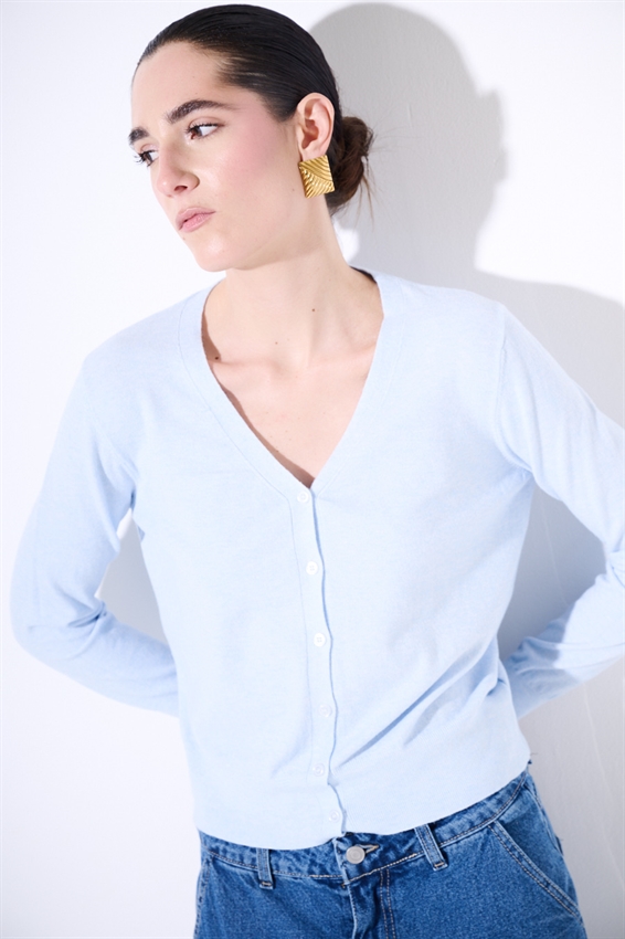 CARDIGAN IN VISCOSA BASIC CON SCOLLO V