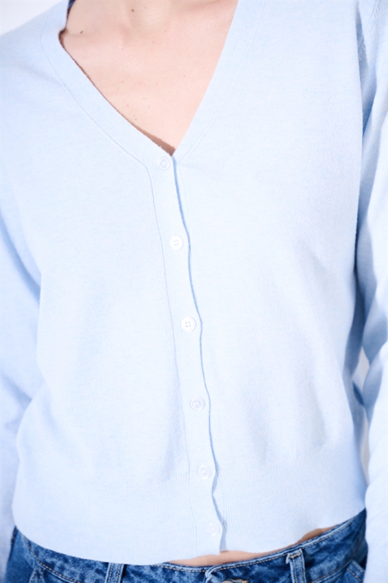 CARDIGAN IN VISCOSA BASIC CON SCOLLO V