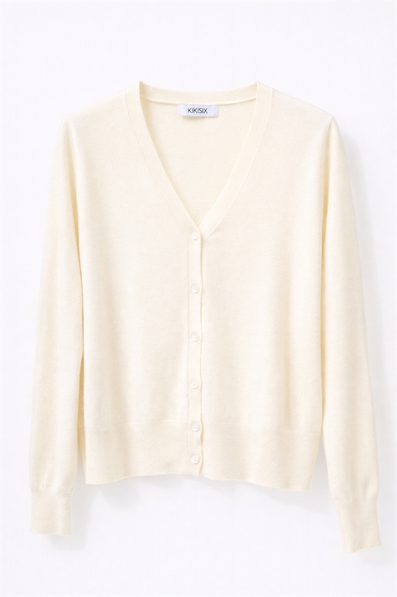 CARDIGAN IN VISCOSA BASIC CON SCOLLO V