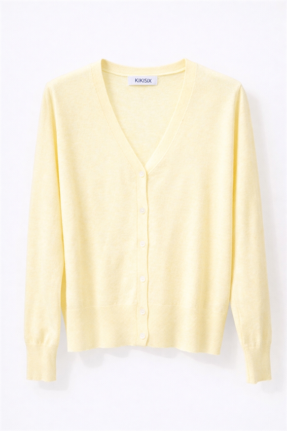 CARDIGAN IN VISCOSA BASIC CON SCOLLO V