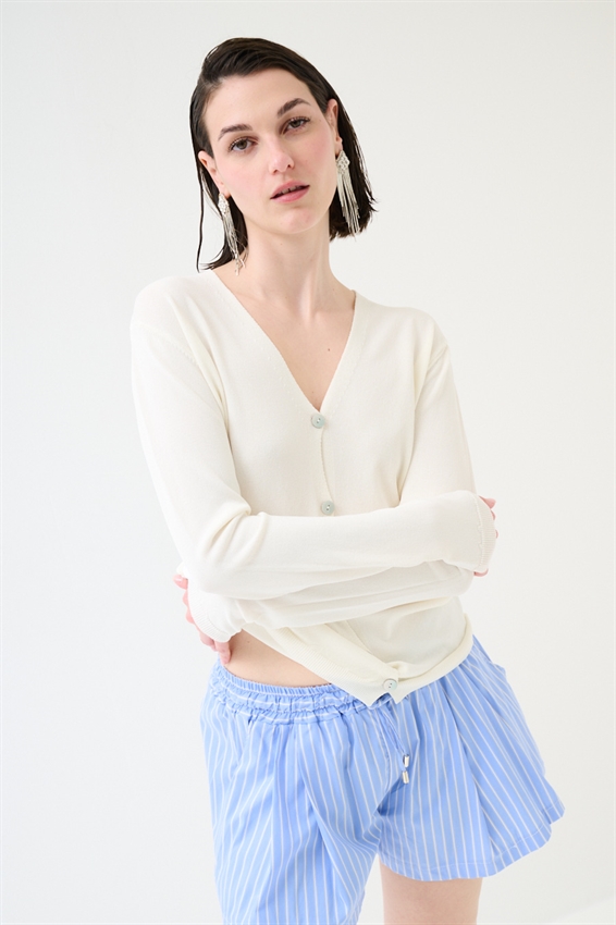 CARDIGAN MANICA LUNGA CON SCOLLO A V