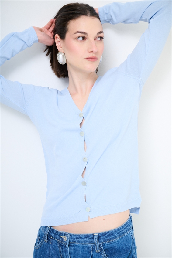 CARDIGAN MANICA LUNGA CON SCOLLO A V