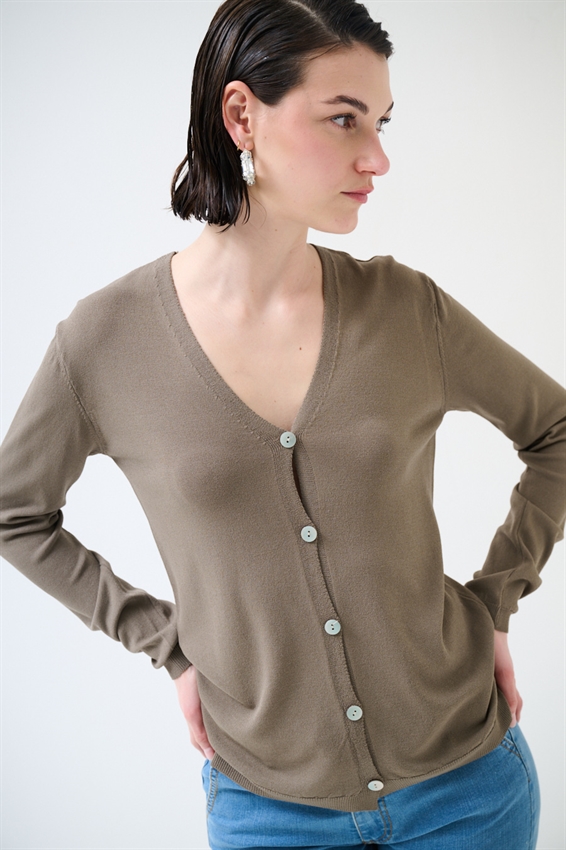 CARDIGAN MANICA LUNGA CON SCOLLO A V