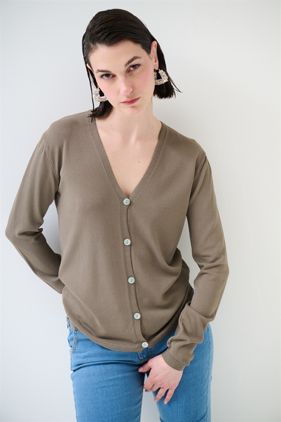 CARDIGAN MANICA LUNGA CON SCOLLO A V