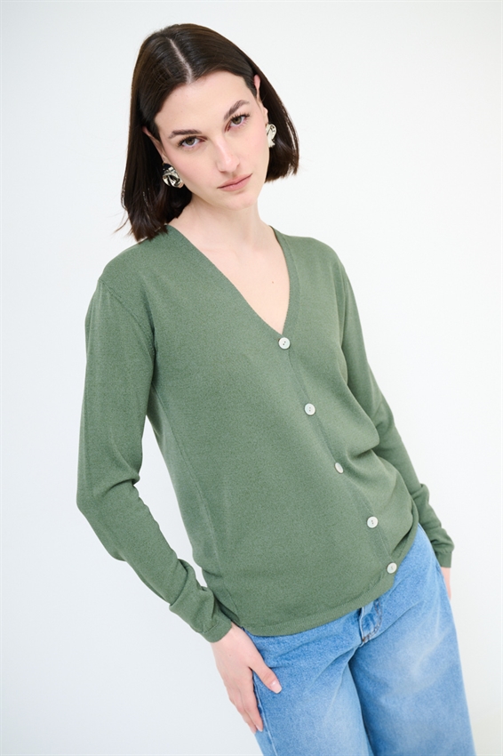 CARDIGAN MANICA LUNGA CON SCOLLO A V