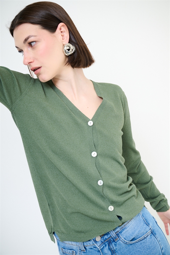 CARDIGAN MANICA LUNGA CON SCOLLO A V