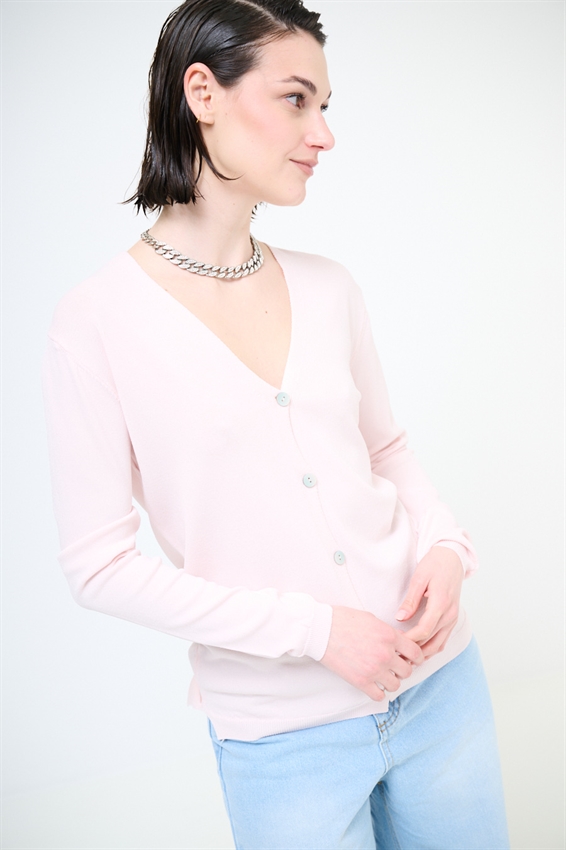 CARDIGAN MANICA LUNGA CON SCOLLO A V