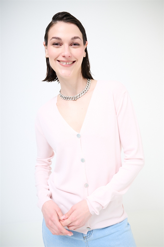 CARDIGAN MANICA LUNGA CON SCOLLO A V