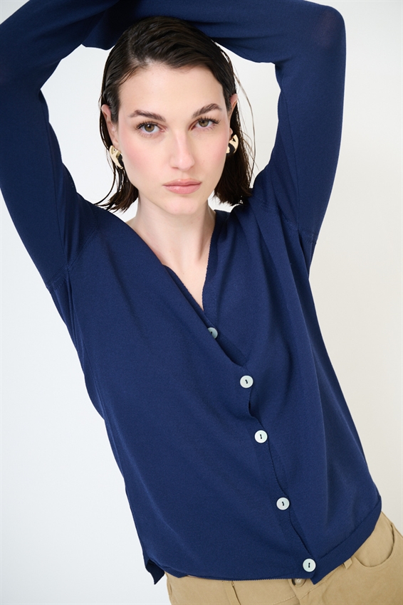 CARDIGAN MANICA LUNGA CON SCOLLO A V