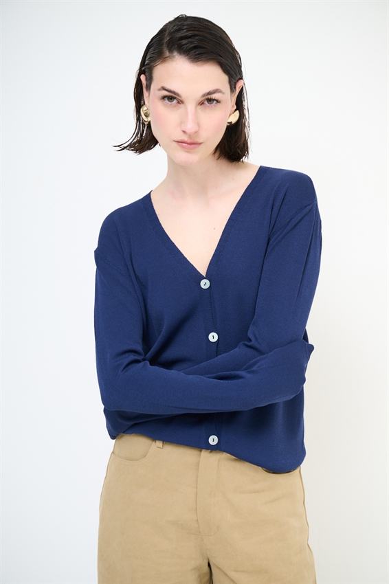 CARDIGAN MANICA LUNGA CON SCOLLO A V