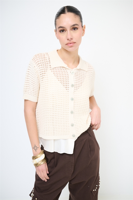 CARDIGAN MEZZA MANICA POLO TRAFORATO