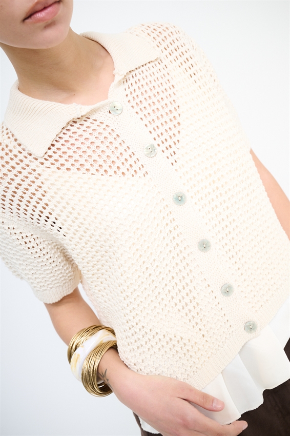 CARDIGAN MEZZA MANICA POLO TRAFORATO