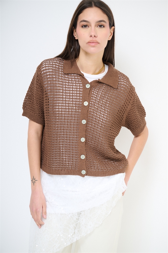 CARDIGAN MEZZA MANICA POLO TRAFORATO