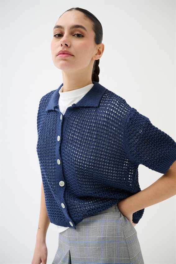 CARDIGAN MEZZA MANICA POLO TRAFORATO