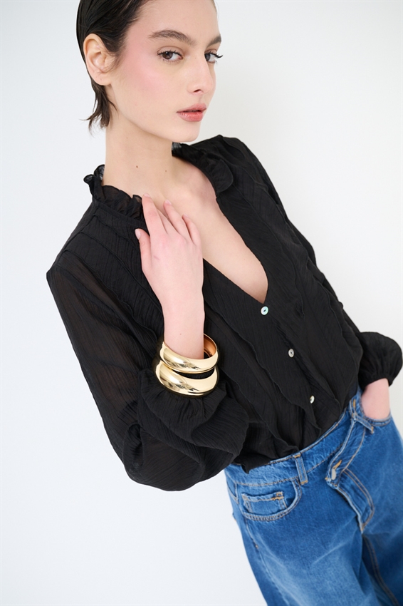 BLUSA CON ROUCHES E BOTTONI