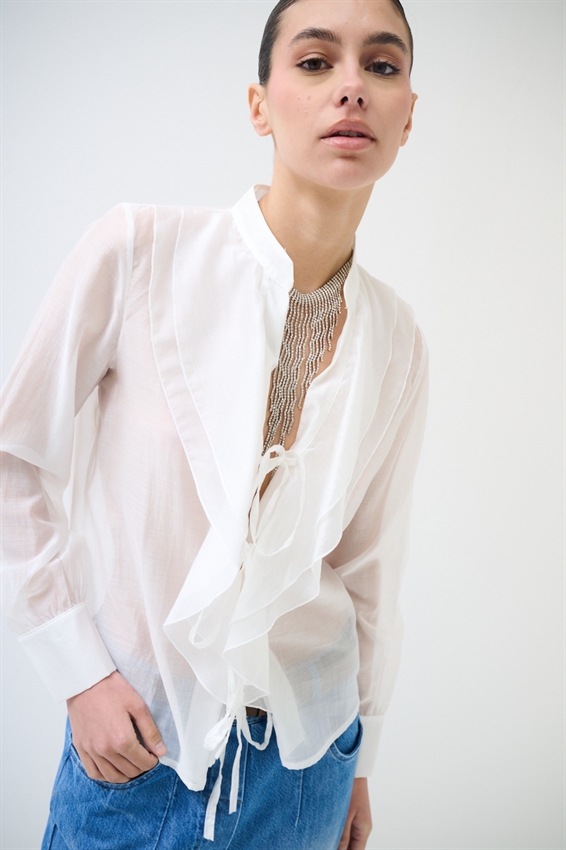 BLUSA CON LACCETTI DAVANTI IN LYOCELL