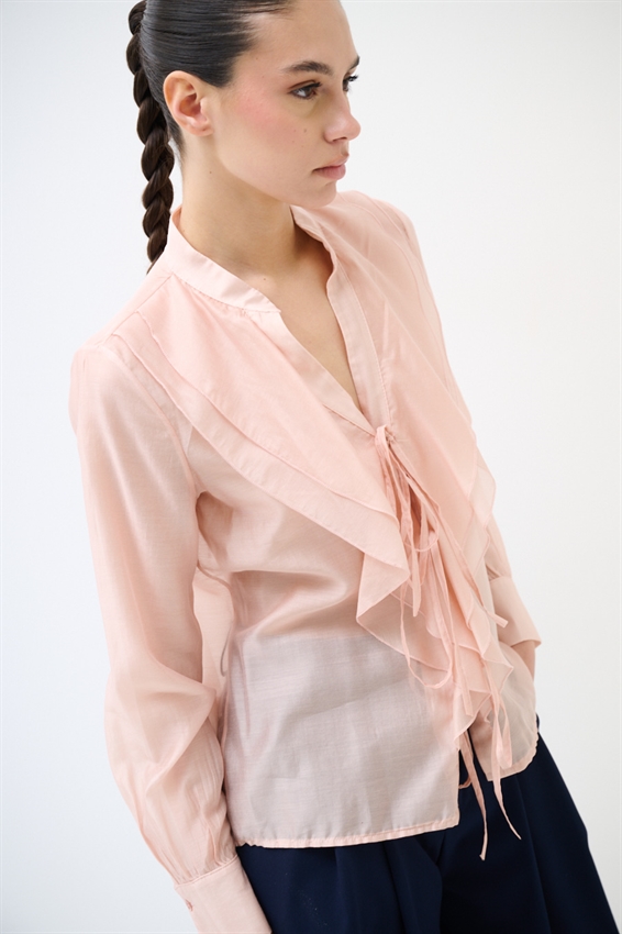 BLUSA CON LACCETTI DAVANTI IN LYOCELL