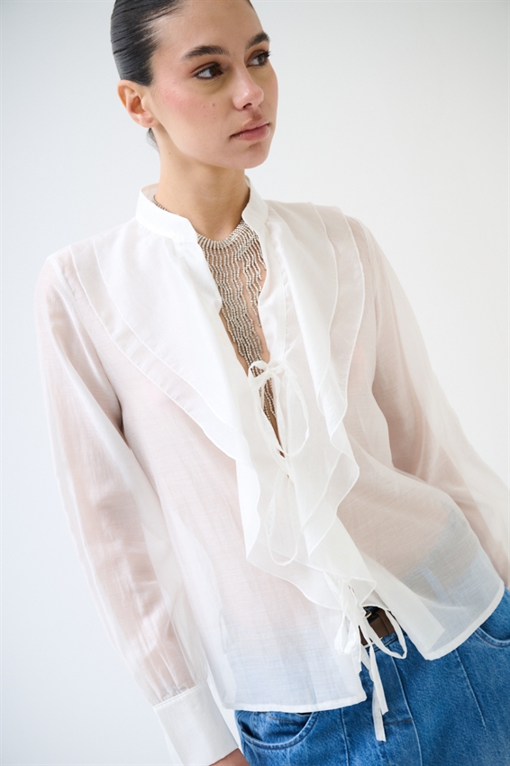 BLUSA CON LACCETTI DAVANTI IN LYOCELL