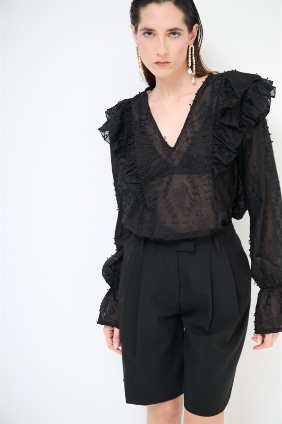 BLUSA CON RICAMO E SCOLLO A V