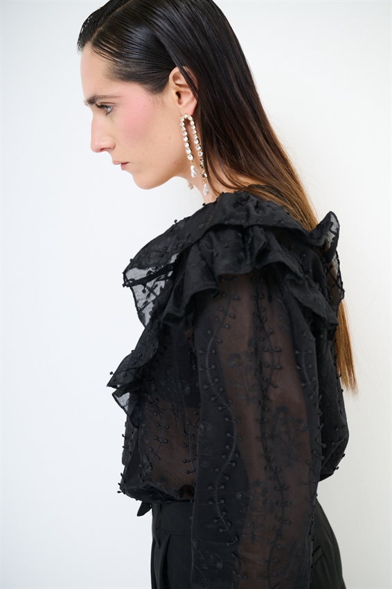 BLUSA CON RICAMO E SCOLLO A V