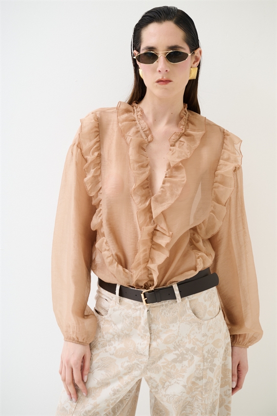 BLUSA CON DOPPIA ROUCHES