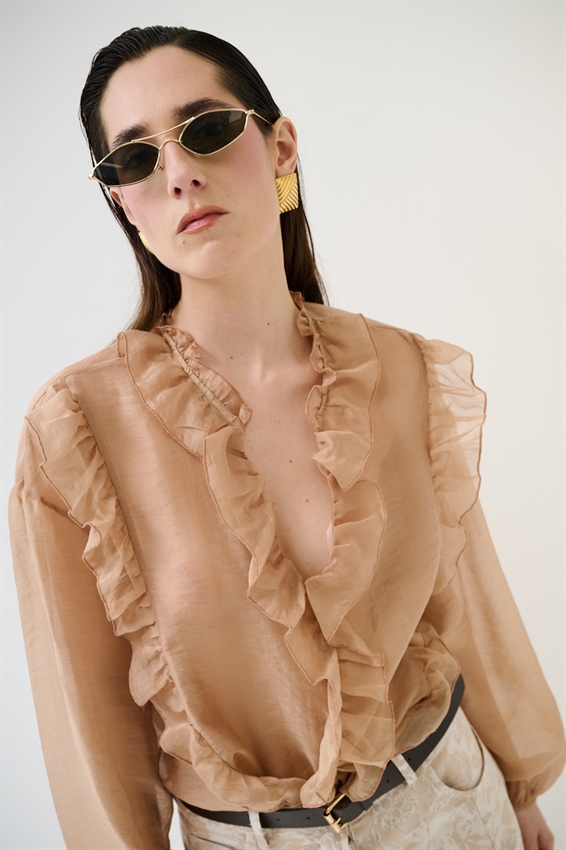 BLUSA CON DOPPIA ROUCHES