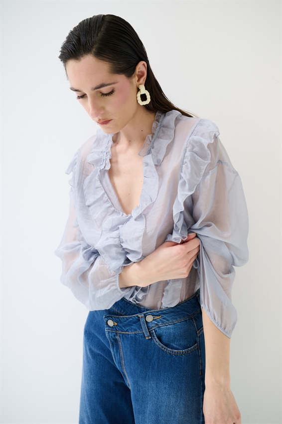 BLUSA CON DOPPIA ROUCHES