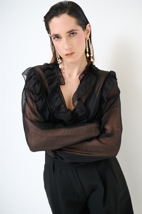 BLUSA CON DOPPIA ROUCHES