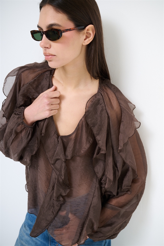 BLUSA CON SCOLLO A V E JABOT