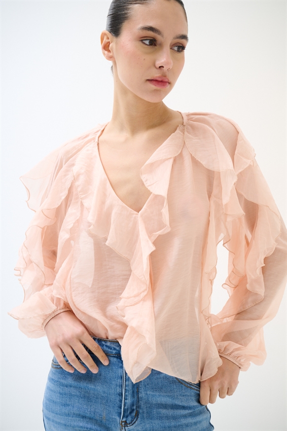 BLUSA CON SCOLLO A V E JABOT