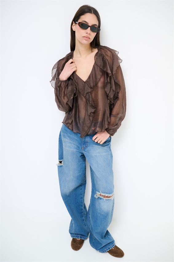 BLUSA CON SCOLLO A V E JABOT