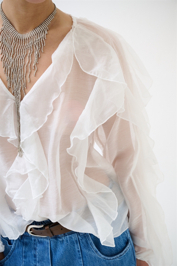 BLUSA CON SCOLLO A V E JABOT