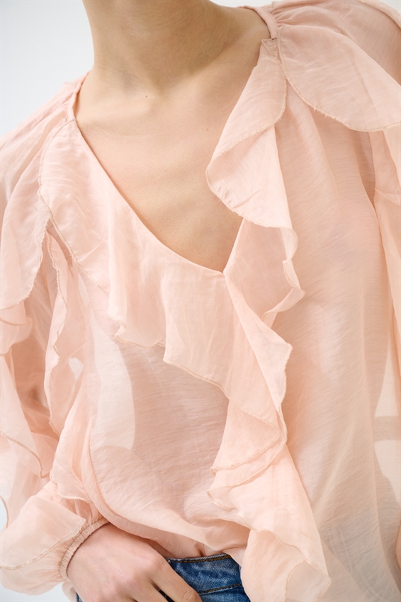 BLUSA CON SCOLLO A V E JABOT