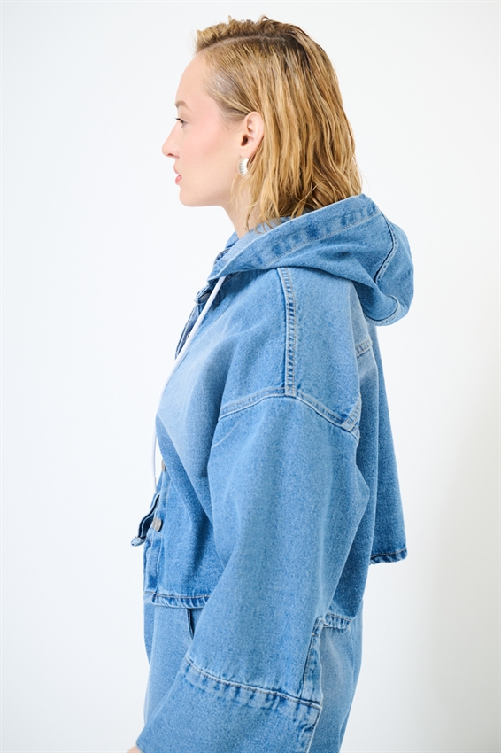 GIUBBOTTO DENIM CON CAPPUCCIO