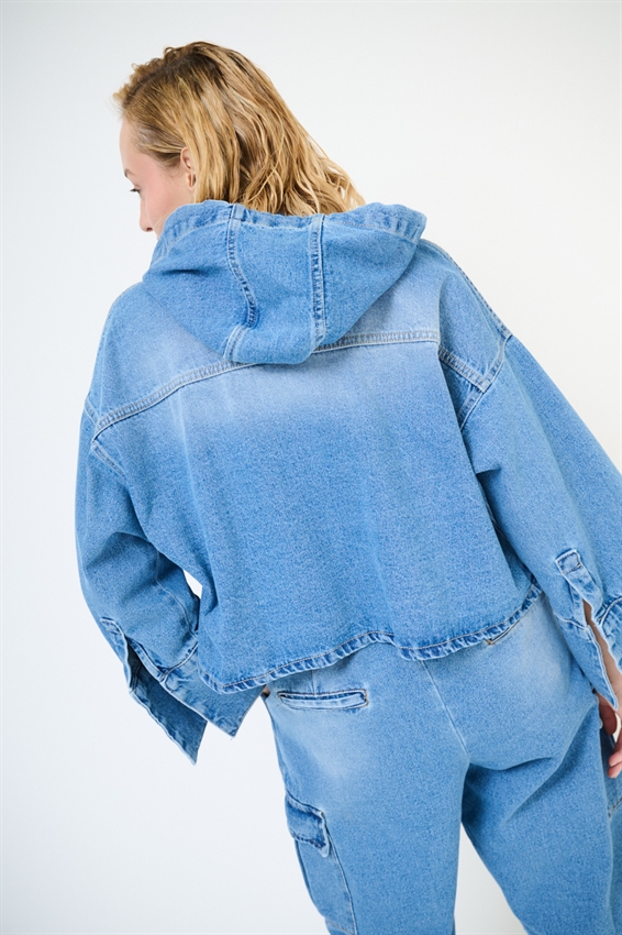 GIUBBOTTO DENIM CON CAPPUCCIO