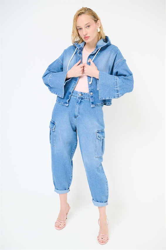 GIUBBOTTO DENIM CON CAPPUCCIO