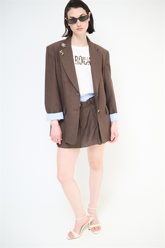 GIACCA OVERSIZE CON FODERA RIGHE A TAGLIO VIVO