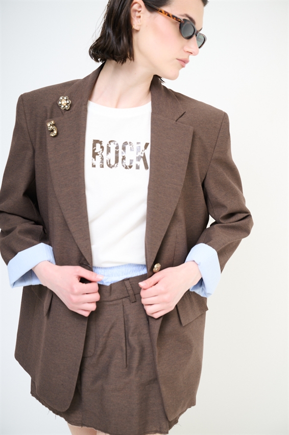 GIACCA OVERSIZE CON FODERA RIGHE A TAGLIO VIVO