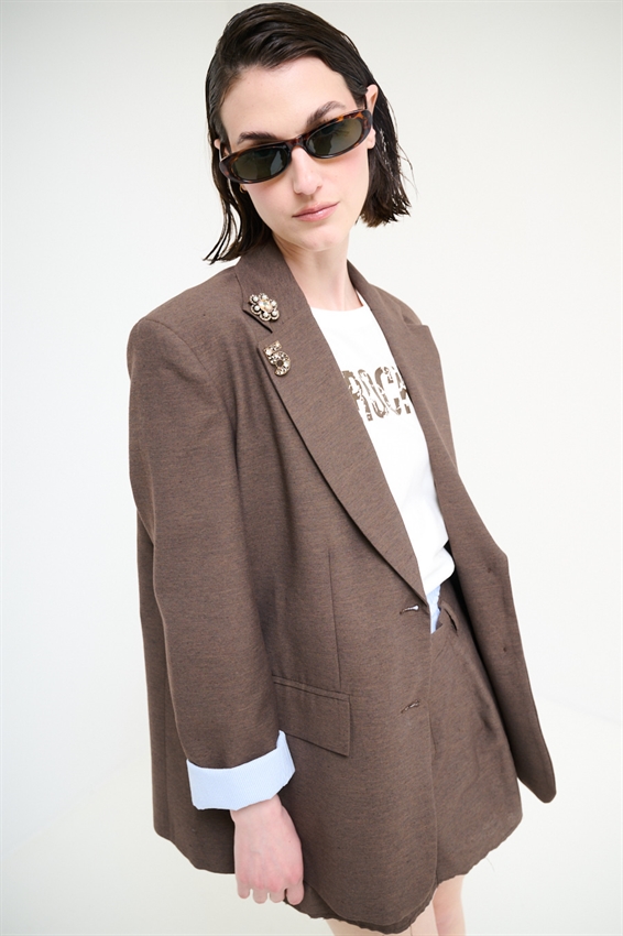 GIACCA OVERSIZE CON FODERA RIGHE A TAGLIO VIVO