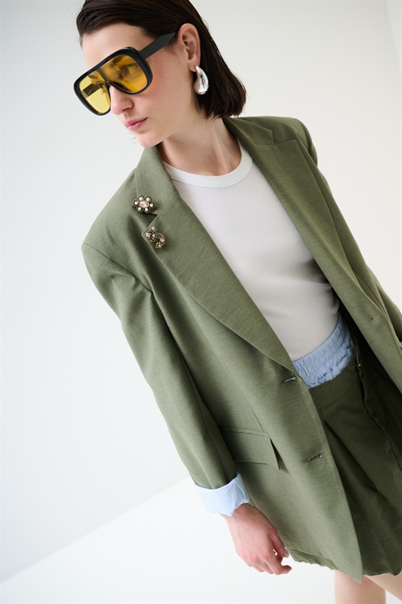 GIACCA OVERSIZE CON FODERA RIGHE A TAGLIO VIVO