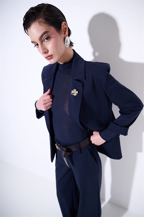 GIACCA BASIC PUNTO MILANO CON PATTINE E SPILLE