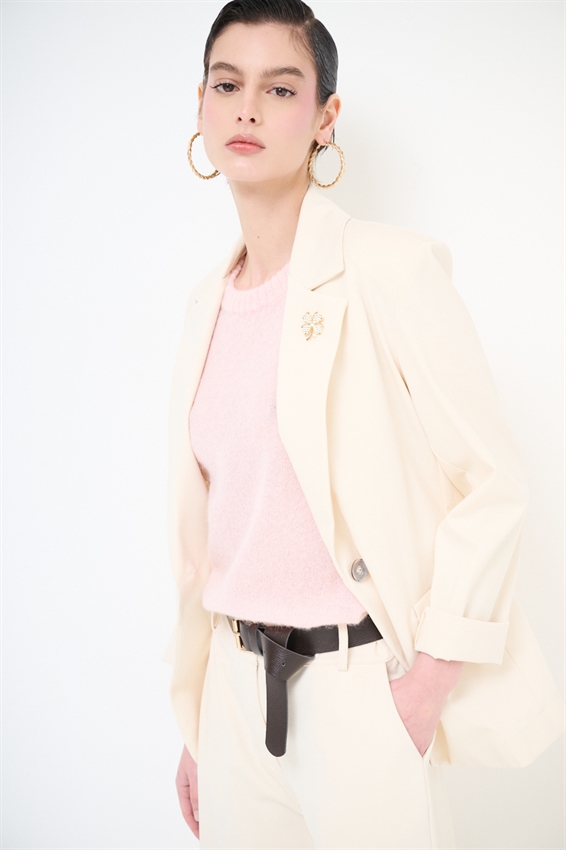 GIACCA BASIC PUNTO MILANO CON PATTINE E SPILLE