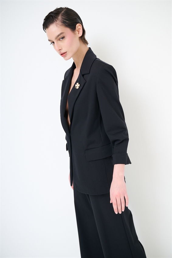 GIACCA BASIC PUNTO MILANO CON PATTINE E SPILLE