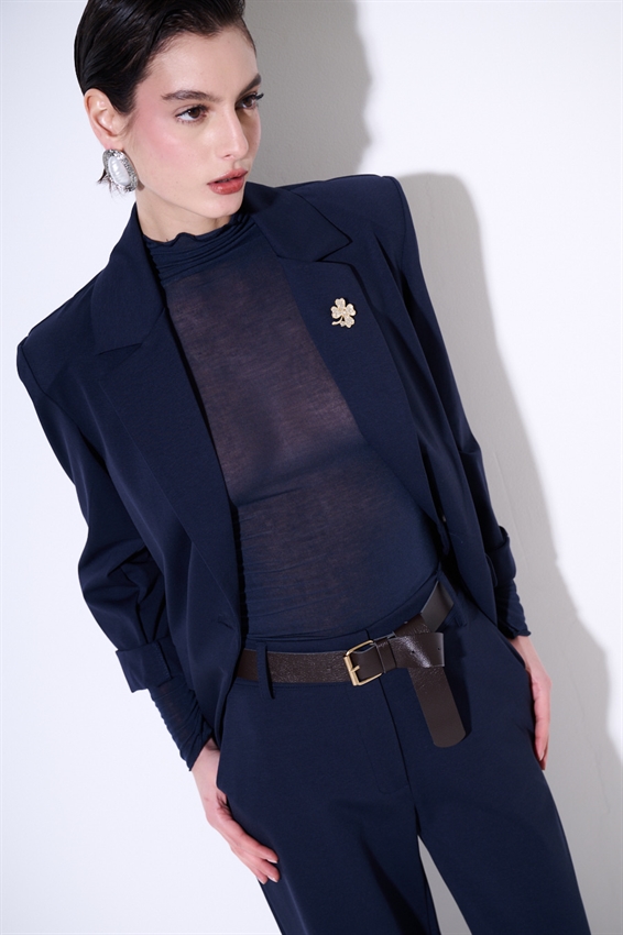 GIACCA BASIC PUNTO MILANO CON PATTINE E SPILLE