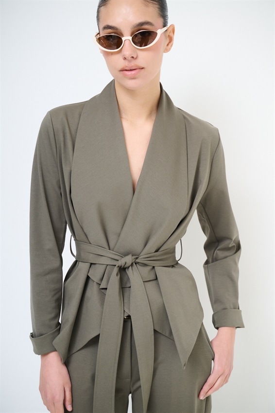 GIACCA KIMONO CON CINTURA IN PUNTO MILANO