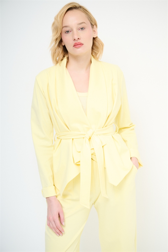 GIACCA KIMONO CON CINTURA IN PUNTO MILANO